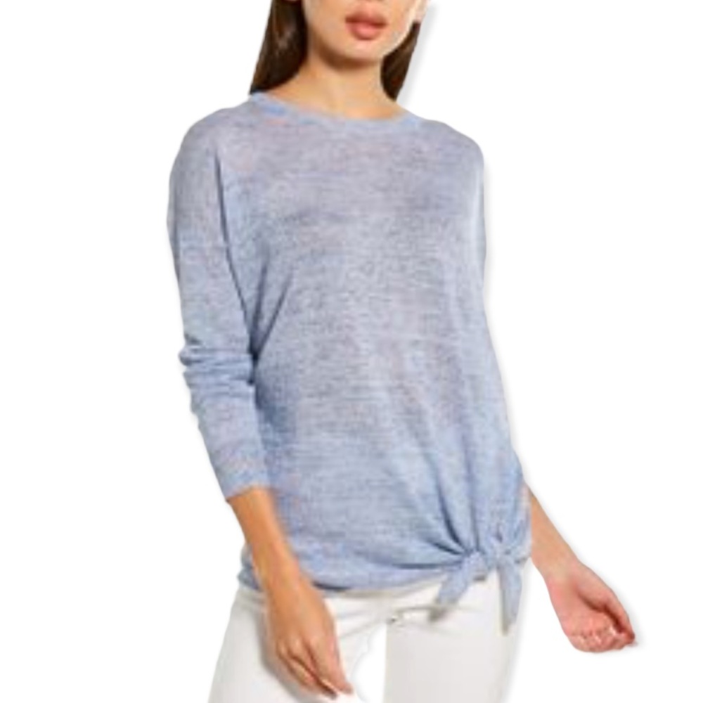 White + Warren Linen Top In Chambray Heather Size M